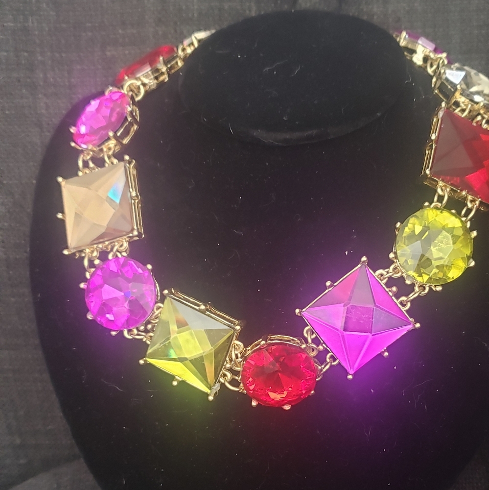 Jewel toned statement necklace